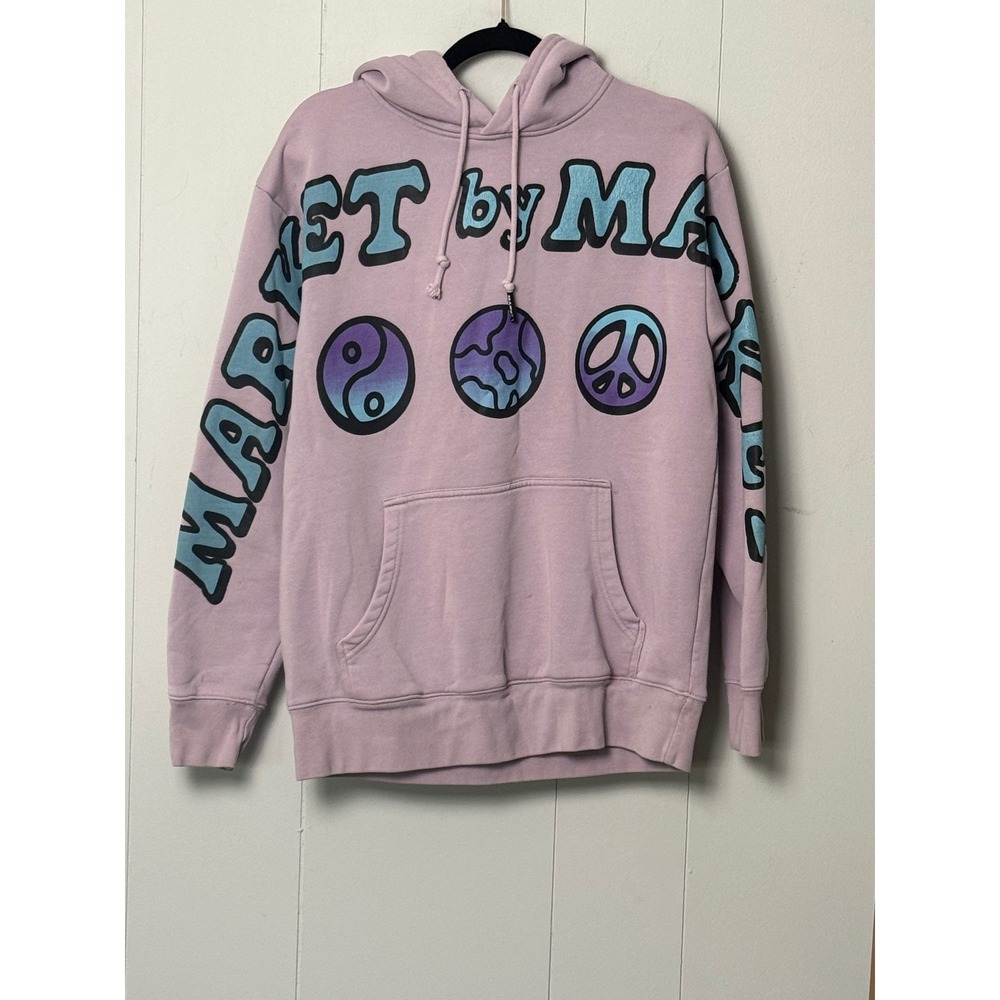 Market by Market Purple Graphic Hoodie Peace Sign Yin Yang Streetwear Sz Medium